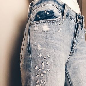 Lucky Brand Star Embroidered Cropped Jeans